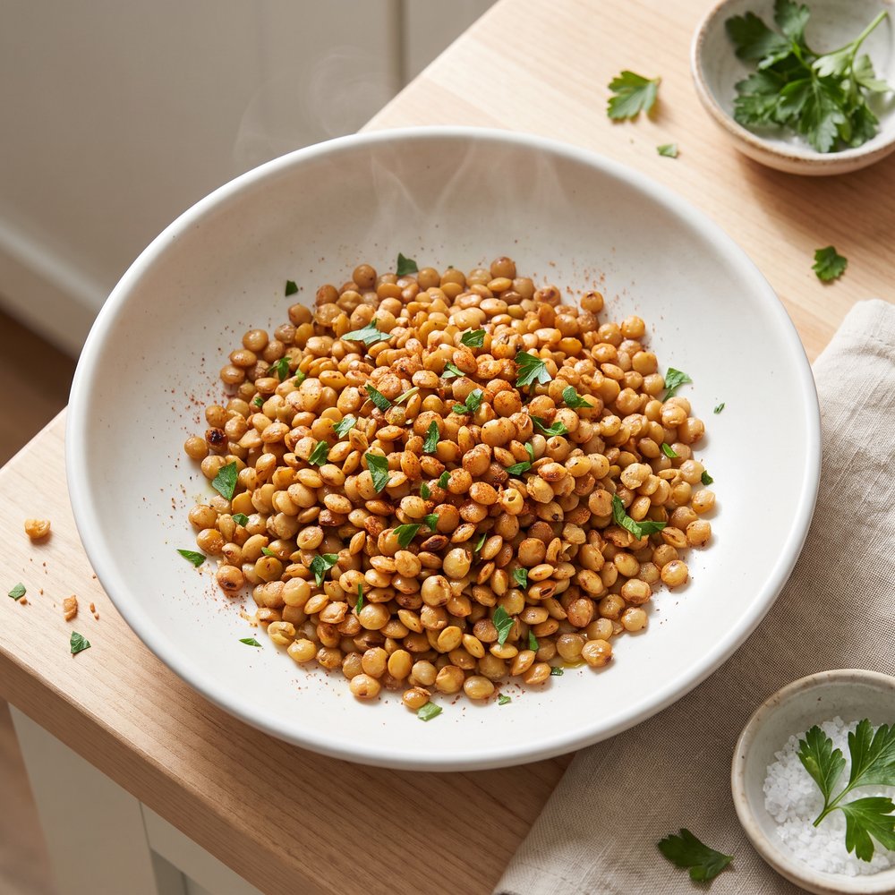 Crispy Skillet-Popped Lentils with Parsley