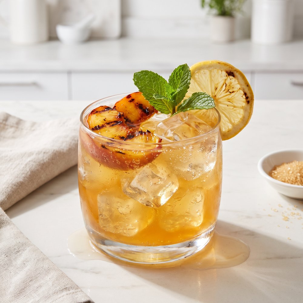 Charred Peach Bourbon Smash