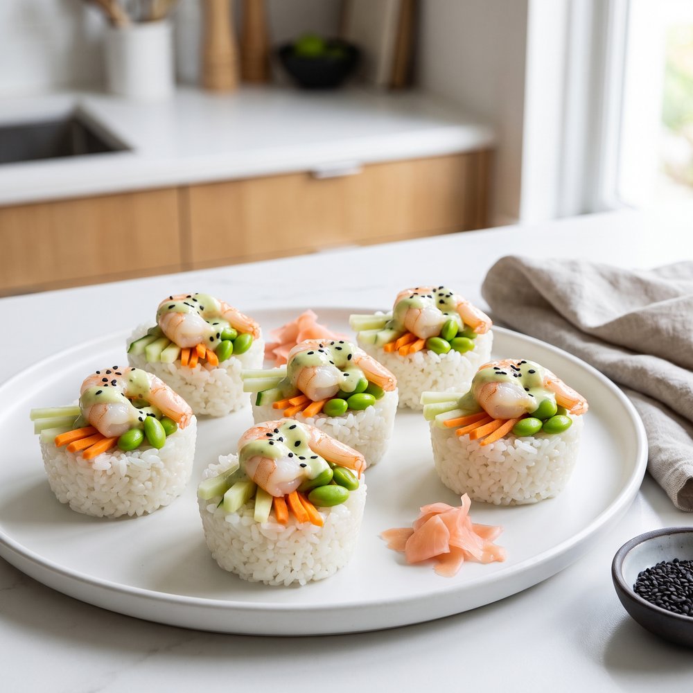 Shrimp and Wasabi Sushi Rice Bites