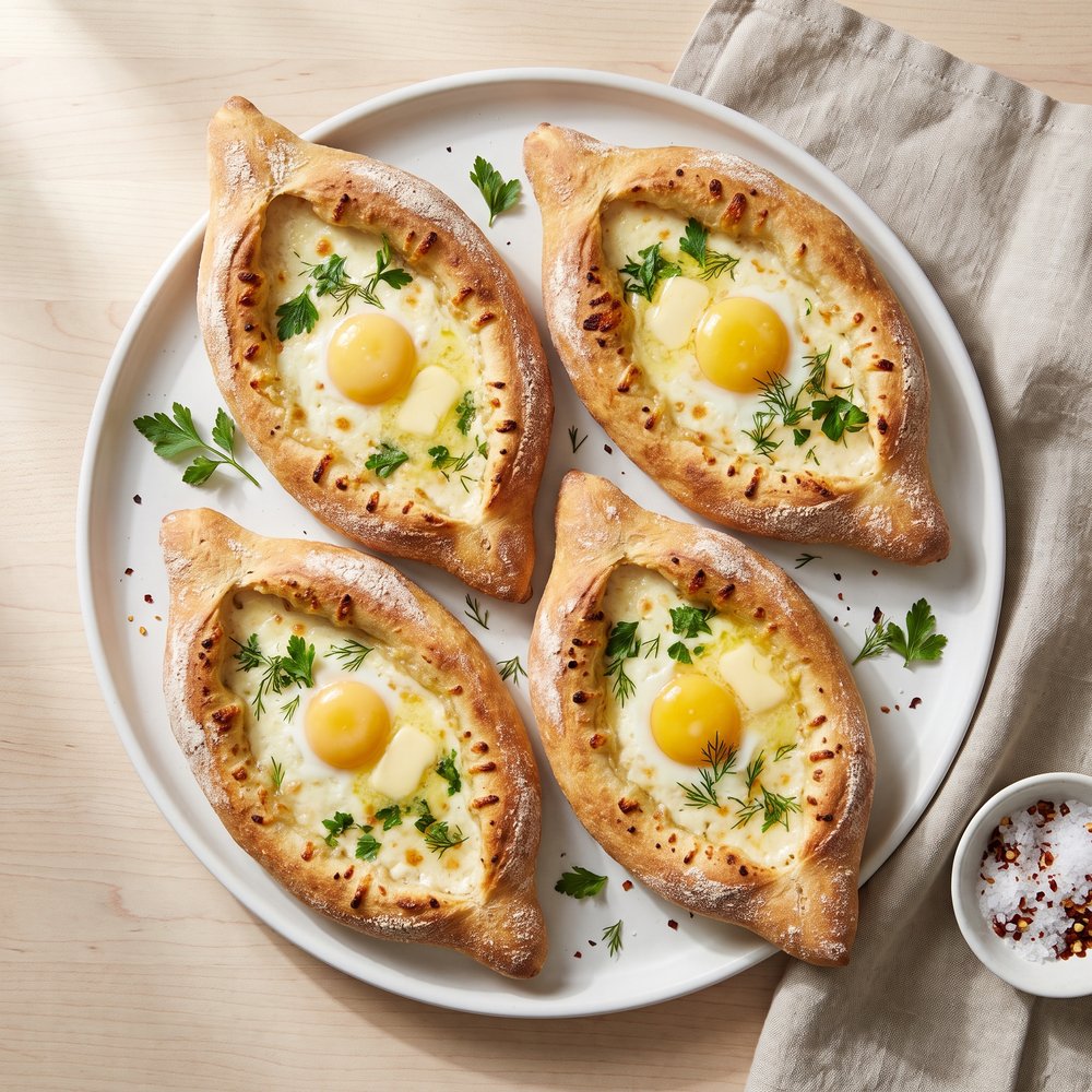 Adjaruli Khachapuri (Georgian Cheese Boat)