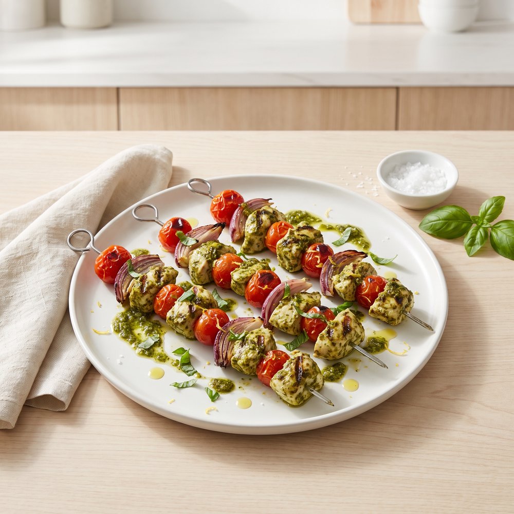 Grilled Chicken Pesto Skewers