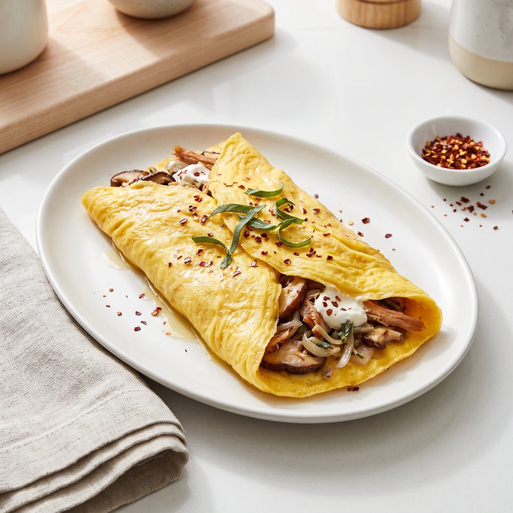 Omelette Stuffed with Turkey
