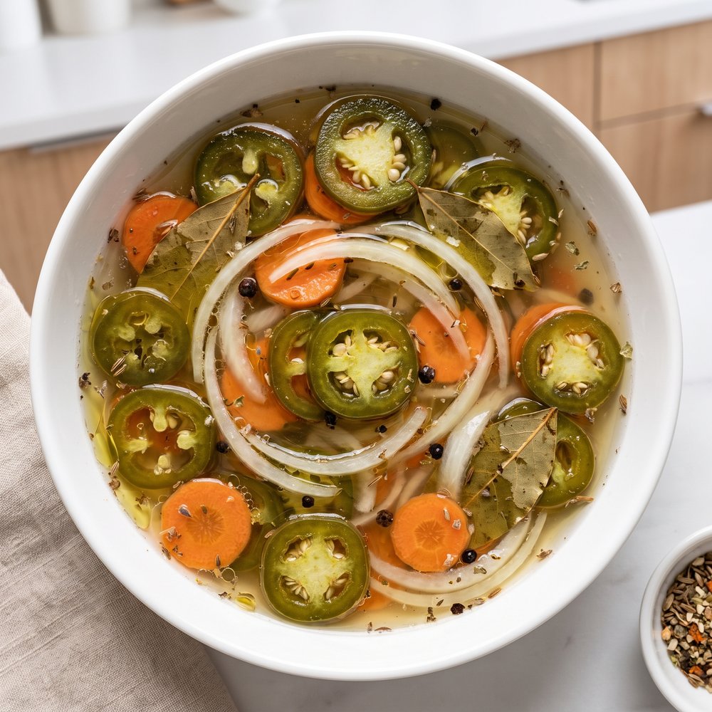 Mexican-Style Pickled Jalapeños with Carrots and Onions