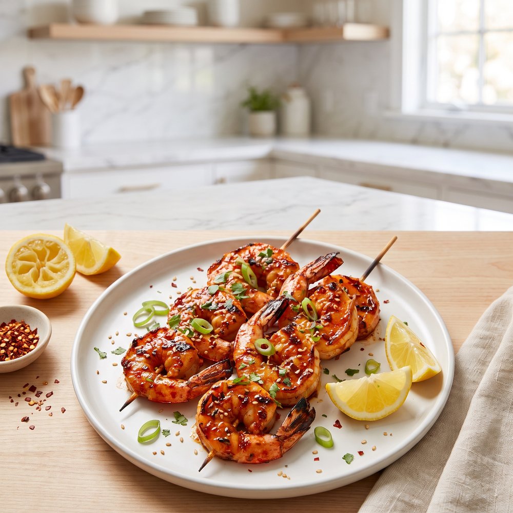 Fiery Marinated Grilled Shrimp Skewers