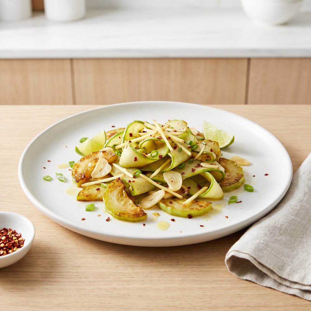 Chayote Squash With Red Peppers and Ginger