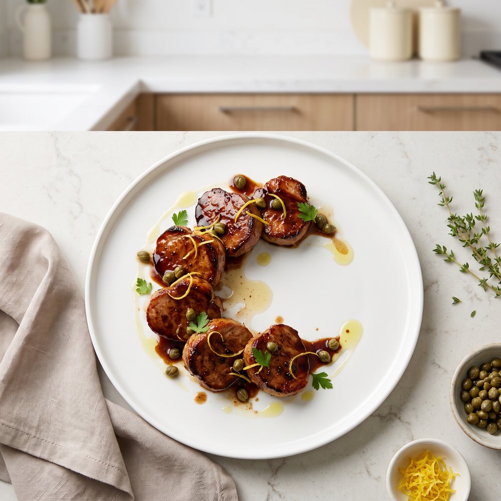 Balsamic-Caper Pork Tenderloin Medallions