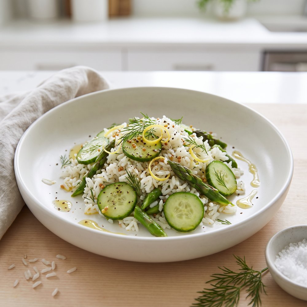 Asparagus, Cucumber and Rice Salad