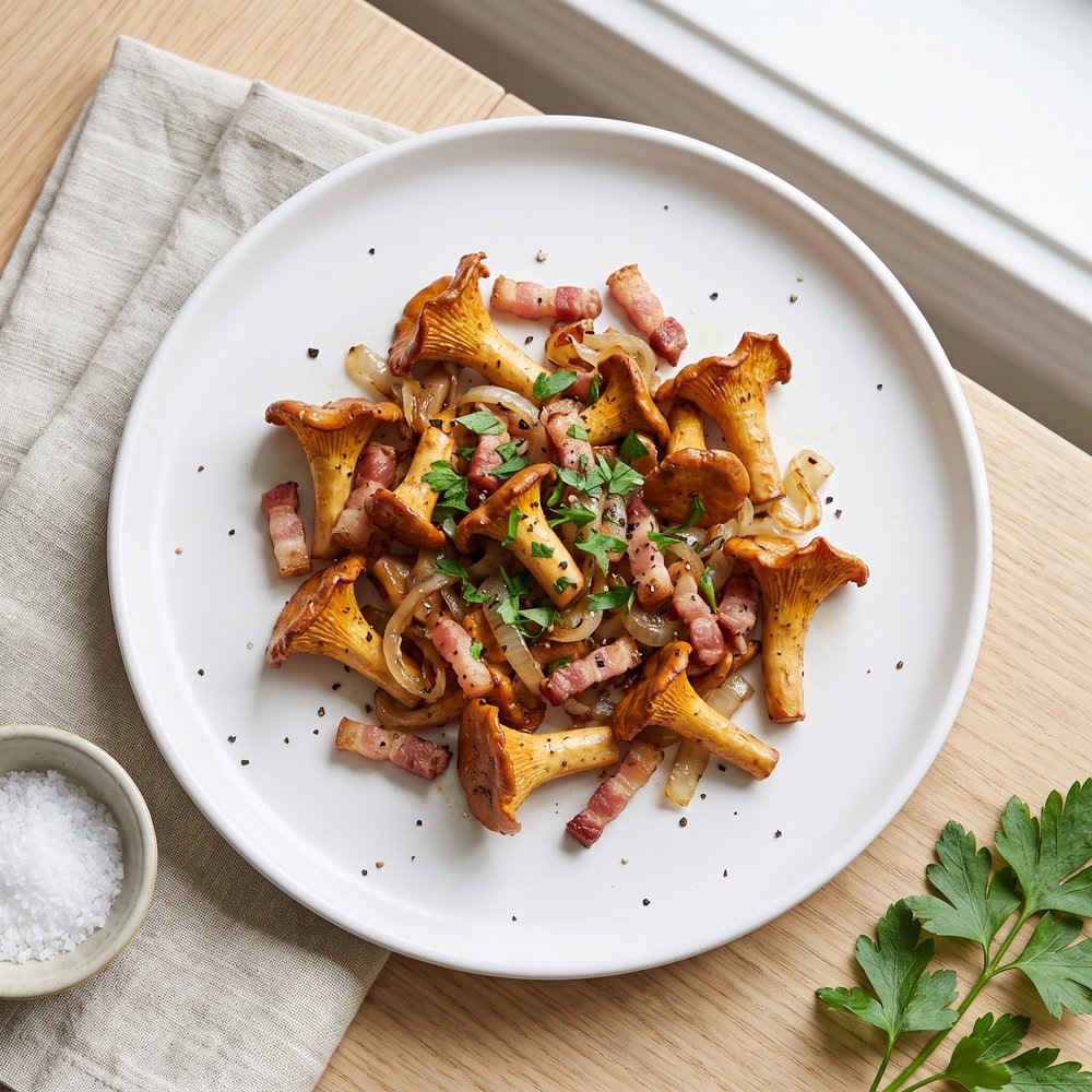 Bavarian Chanterelle Mushrooms with Bacon