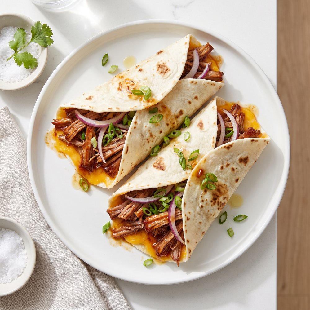 BBQ Pork Roast and Cheddar Tortilla Wrap