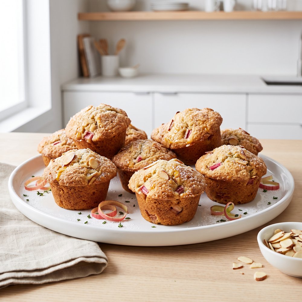 Almond-Kissed Rhubarb Muffins