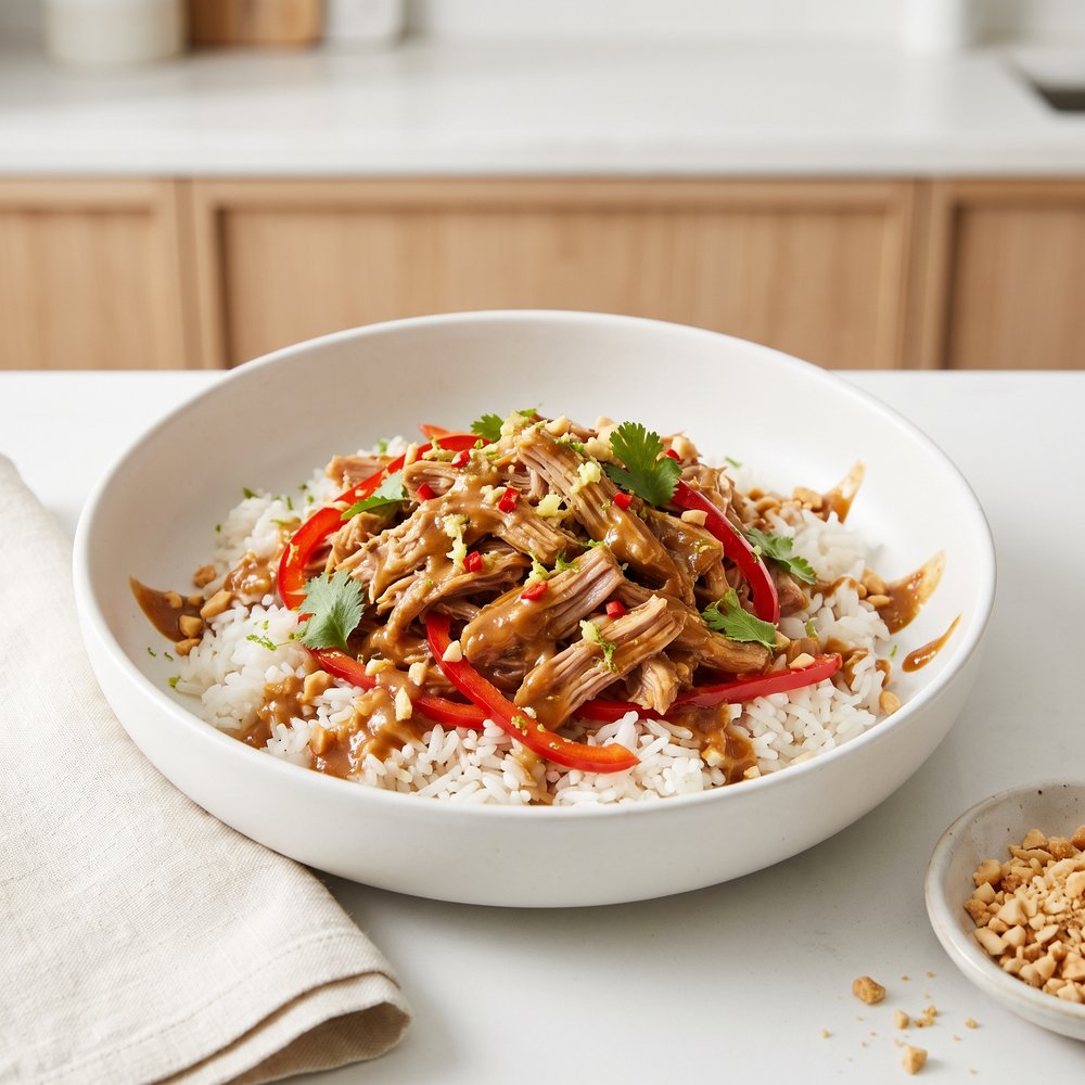 Crockpot Thai-Style Pork with Bell Peppers