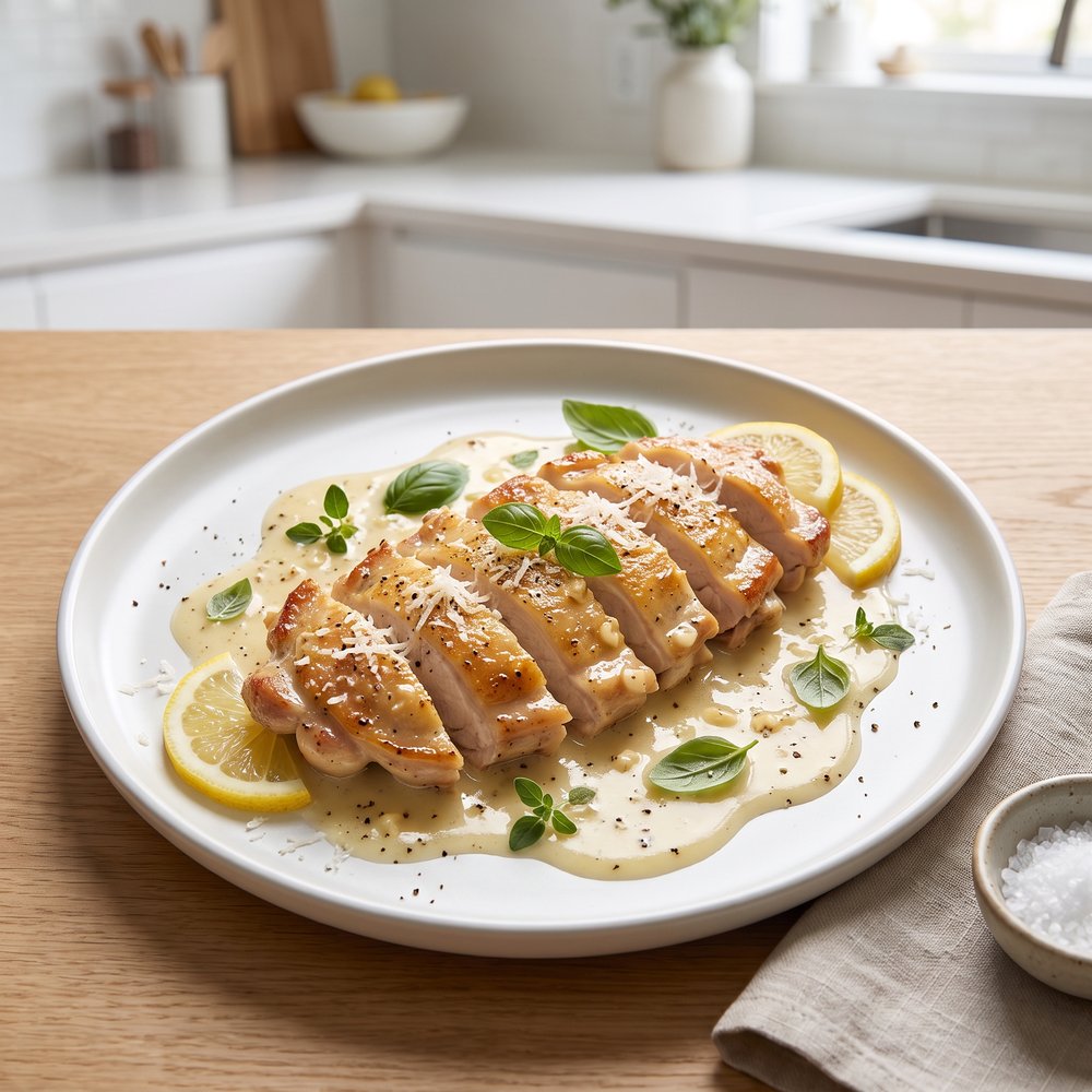 Lemon-Parmesan Cream Sauce Chicken Thighs