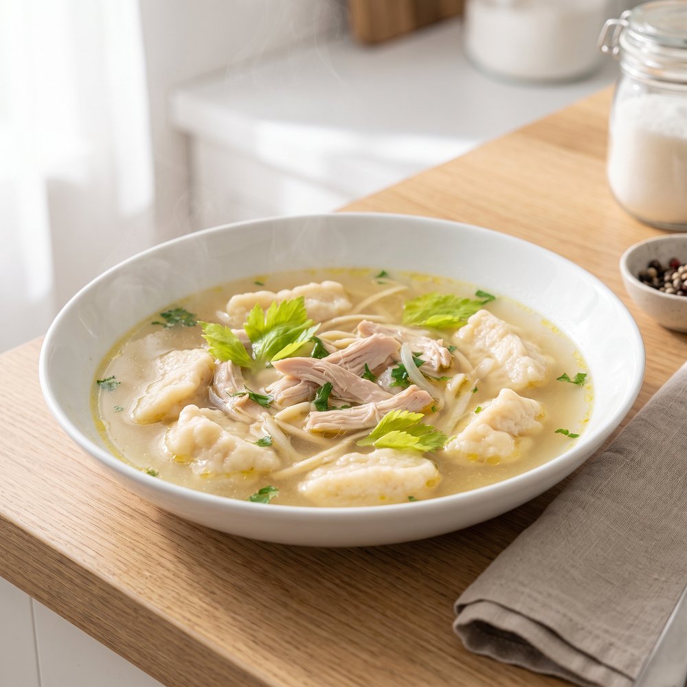 Polish-Style Chicken Soup with Hand-Cut Dumplings