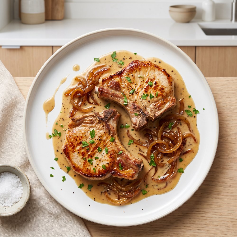 Chef John’s Onion-Gravy Smothered Pork Chops