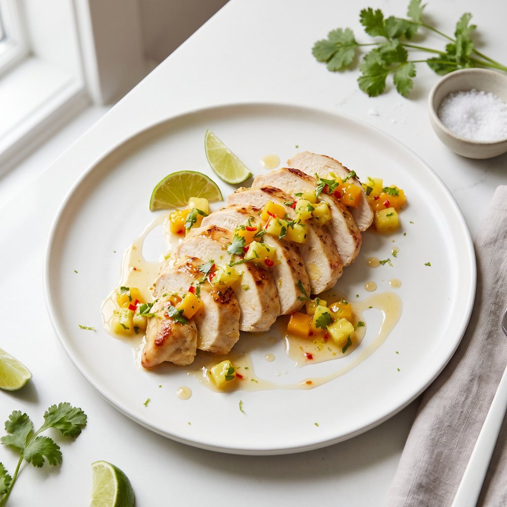 Tropical Chicken with Pineapple-Mango Salsa