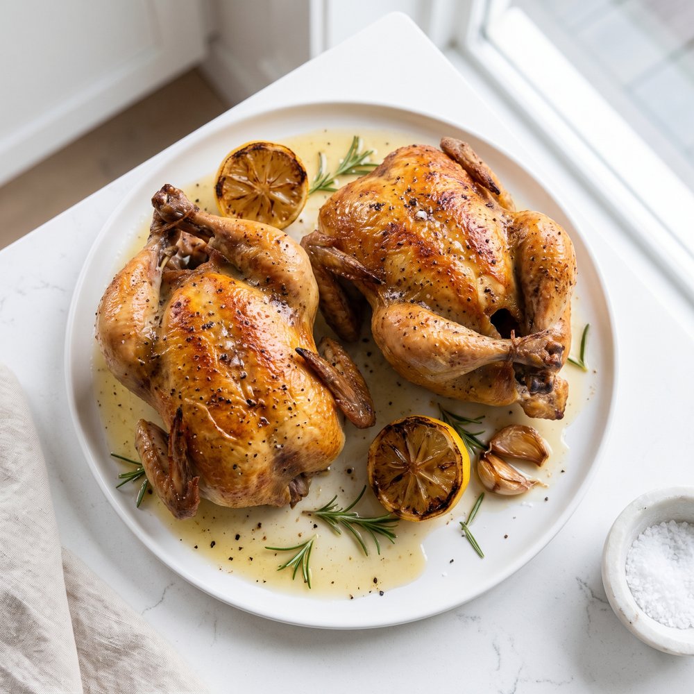 Cornish Game Hens with Garlic and Rosemary