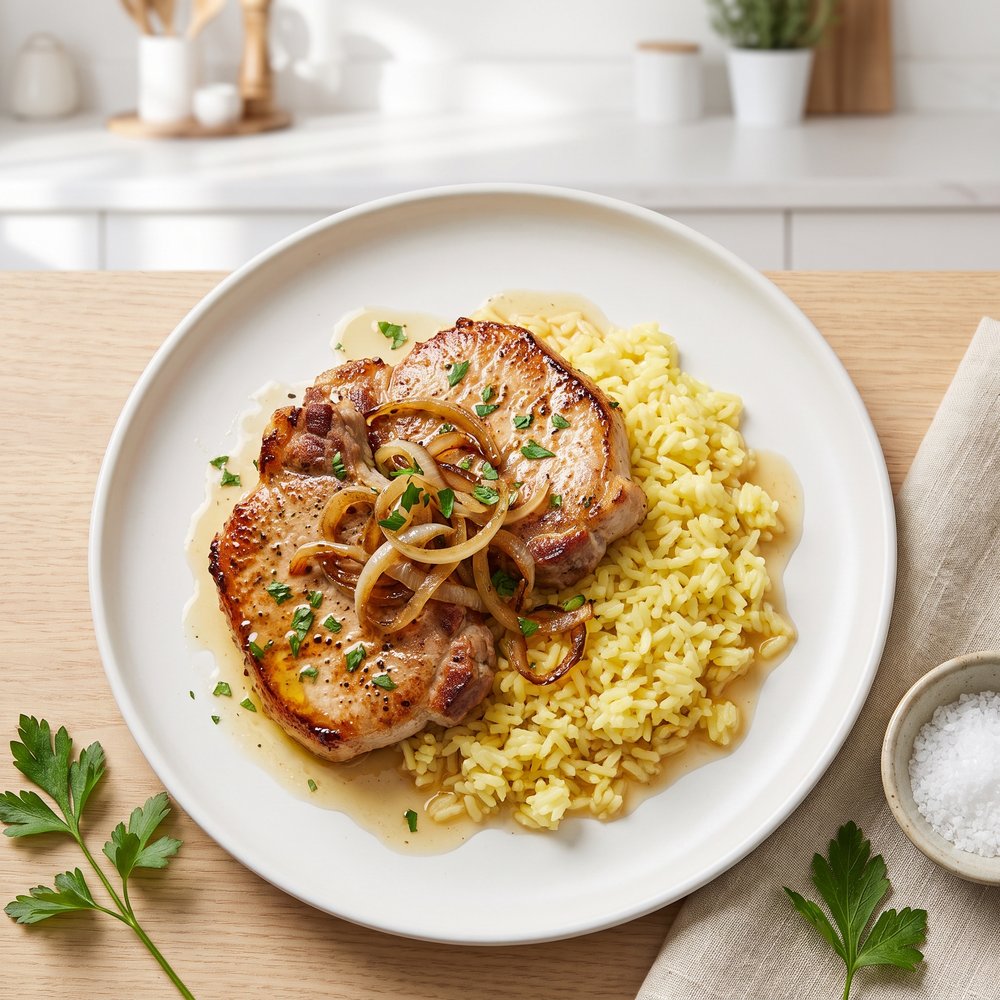 Beef Consommé-Baked Pork Chops