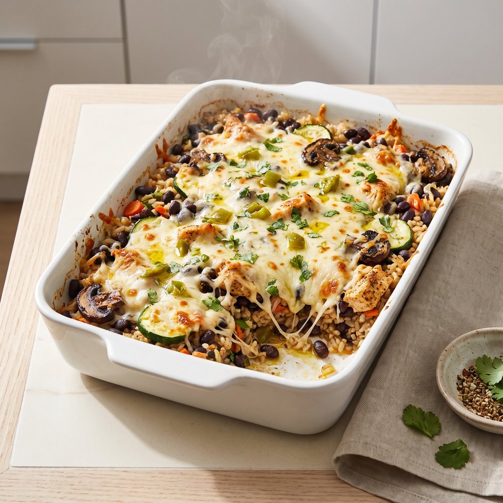 Black Bean and Brown Rice Chicken Bake