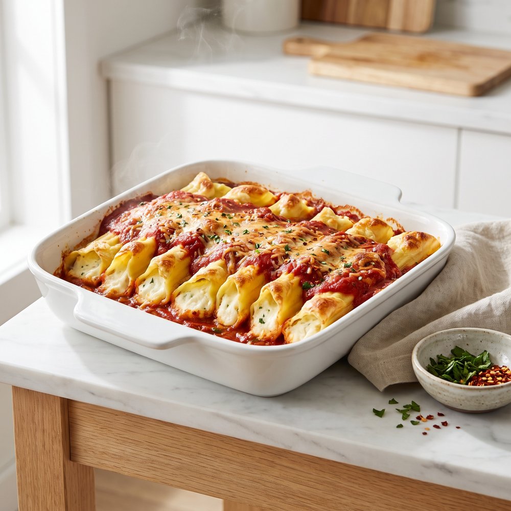 Baked Three-Cheese Manicotti
