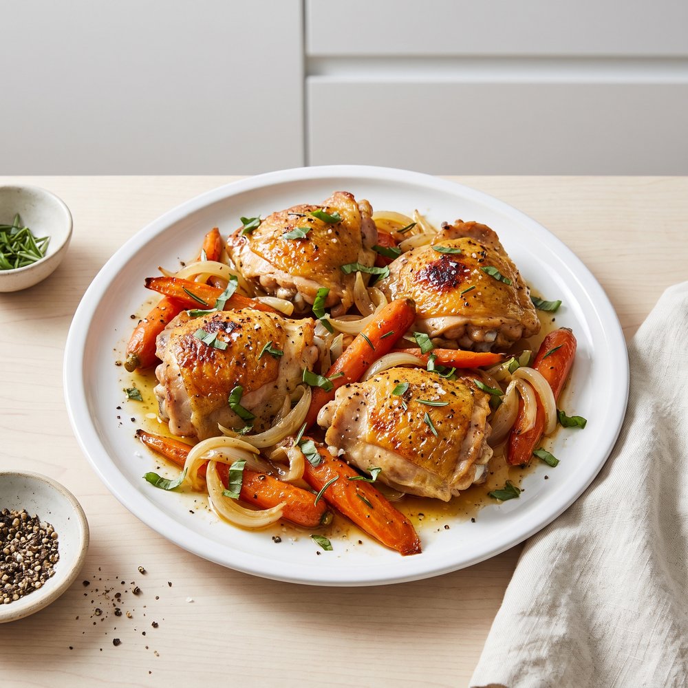 Baked Chicken Thighs with Garlic and Basil