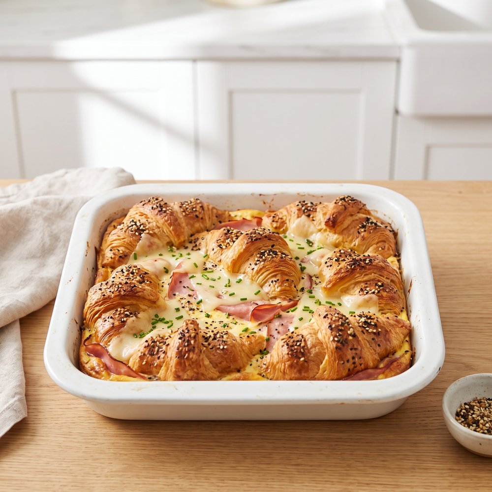 Baked Ham & Swiss Croissant Bake
