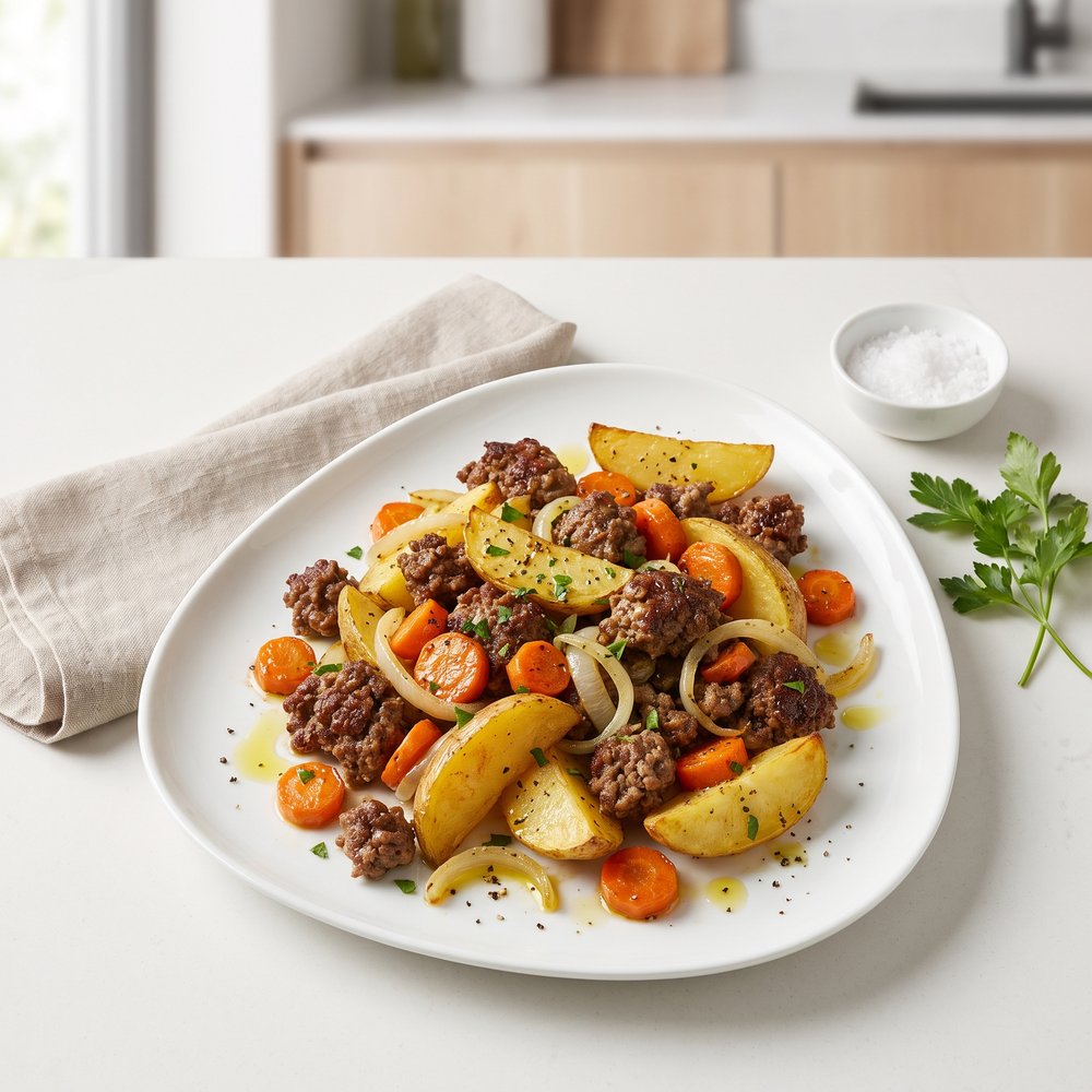 Sheet-Pan Beef with Potatoes and Carrots