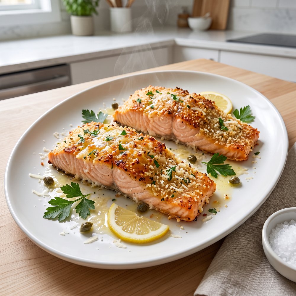 Crispy Panko-Parmesan Crusted Salmon