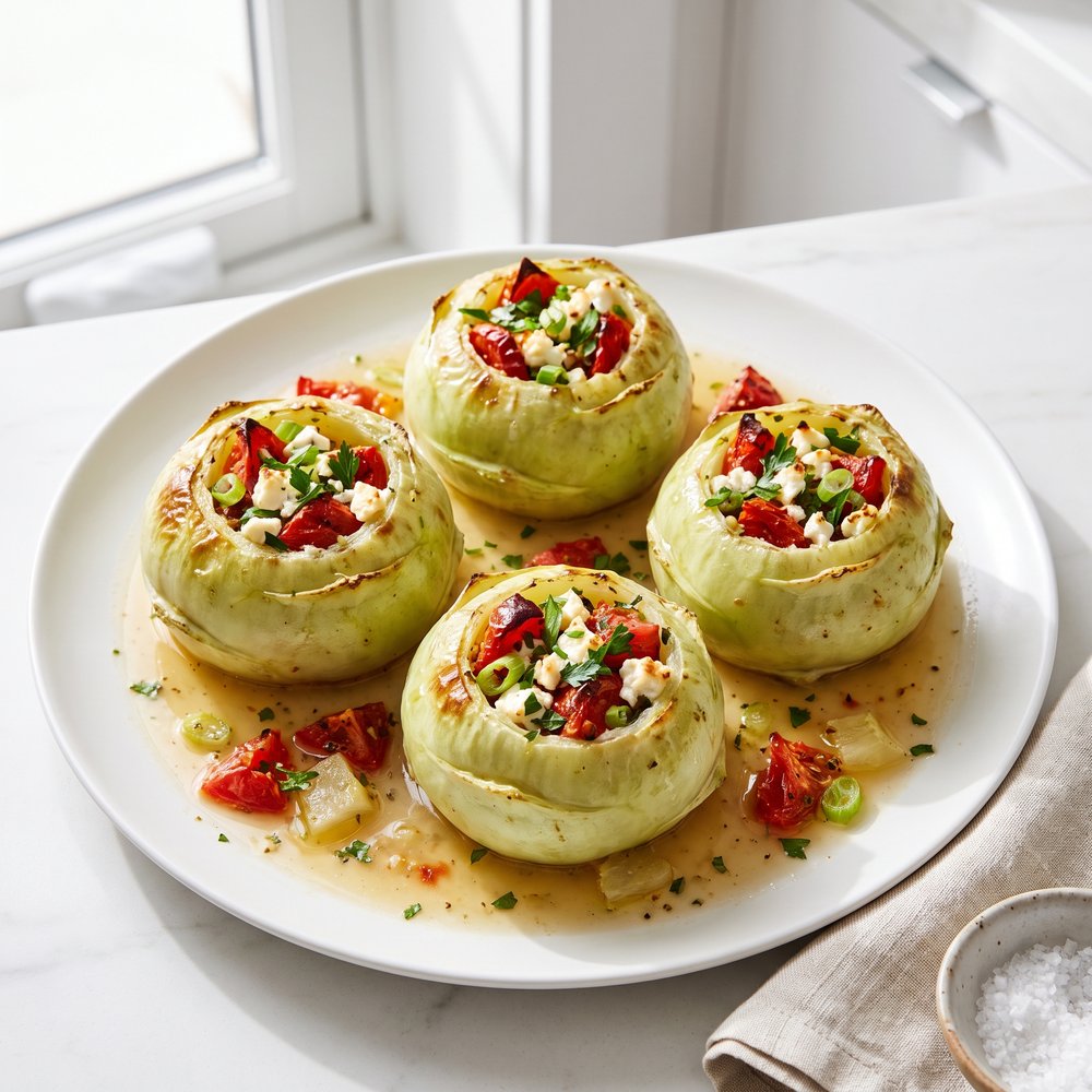 Tomato and Feta–Filled Kohlrabi