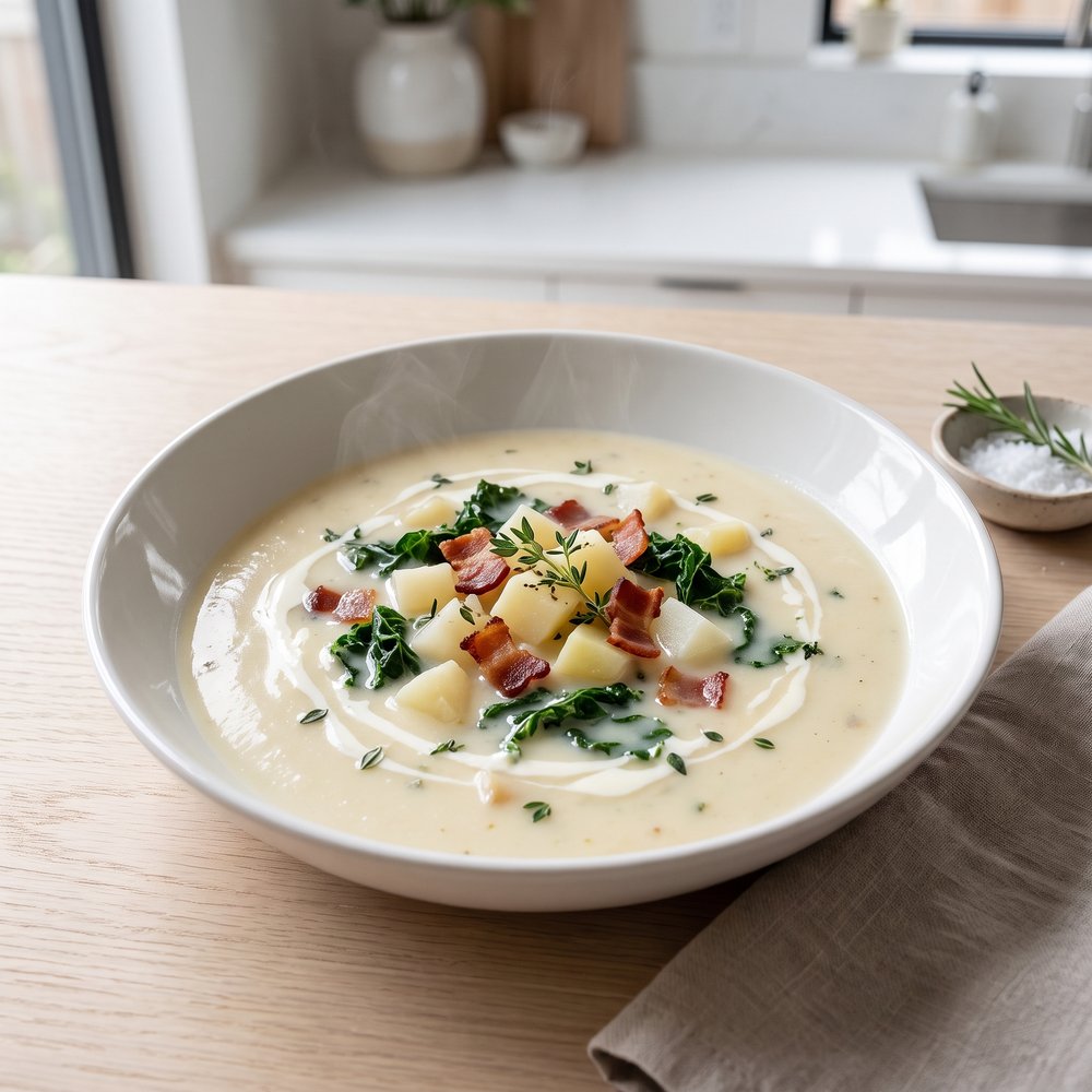 Creamy Turnip–Potato Bacon Soup