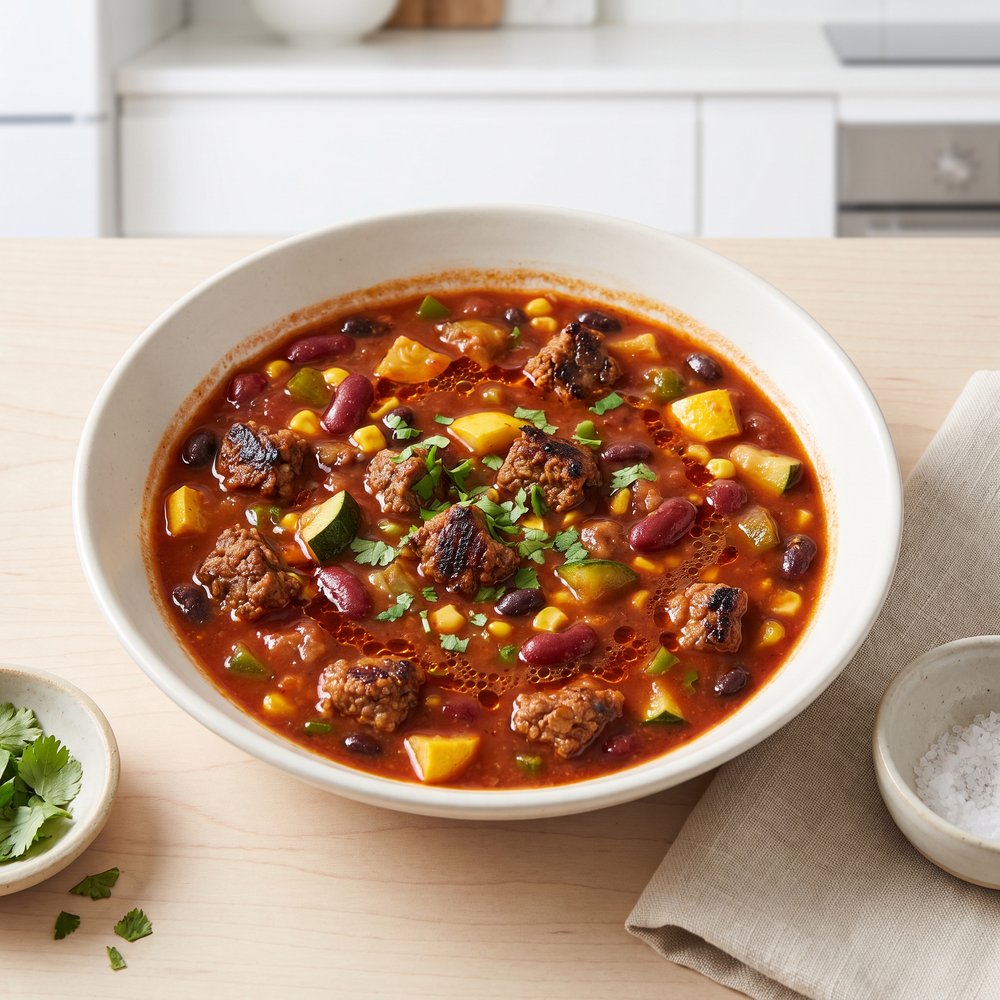 Hearty Beef and Veggie Bean Chili