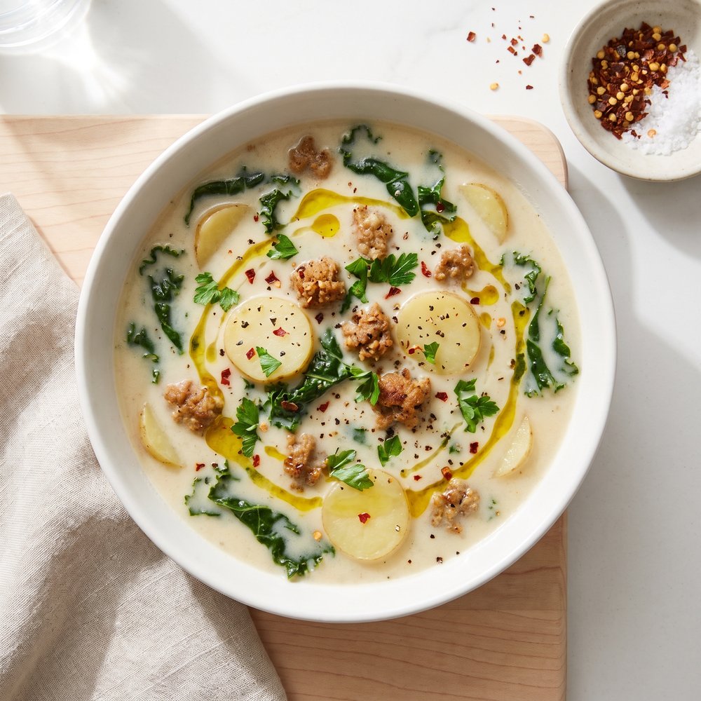 Meatless Zuppa Toscana with Kale and Potatoes
