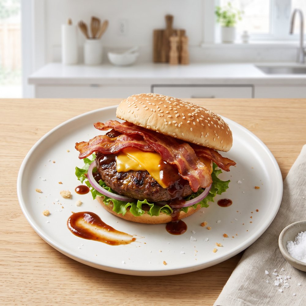Steak-Sauce Bacon Cheese Burgers