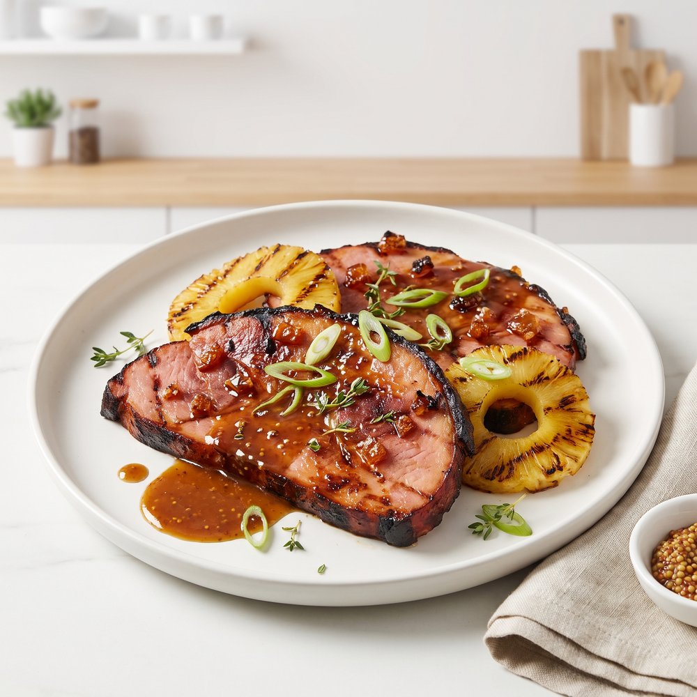 Brown Sugar–Mustard Glazed Grilled Ham