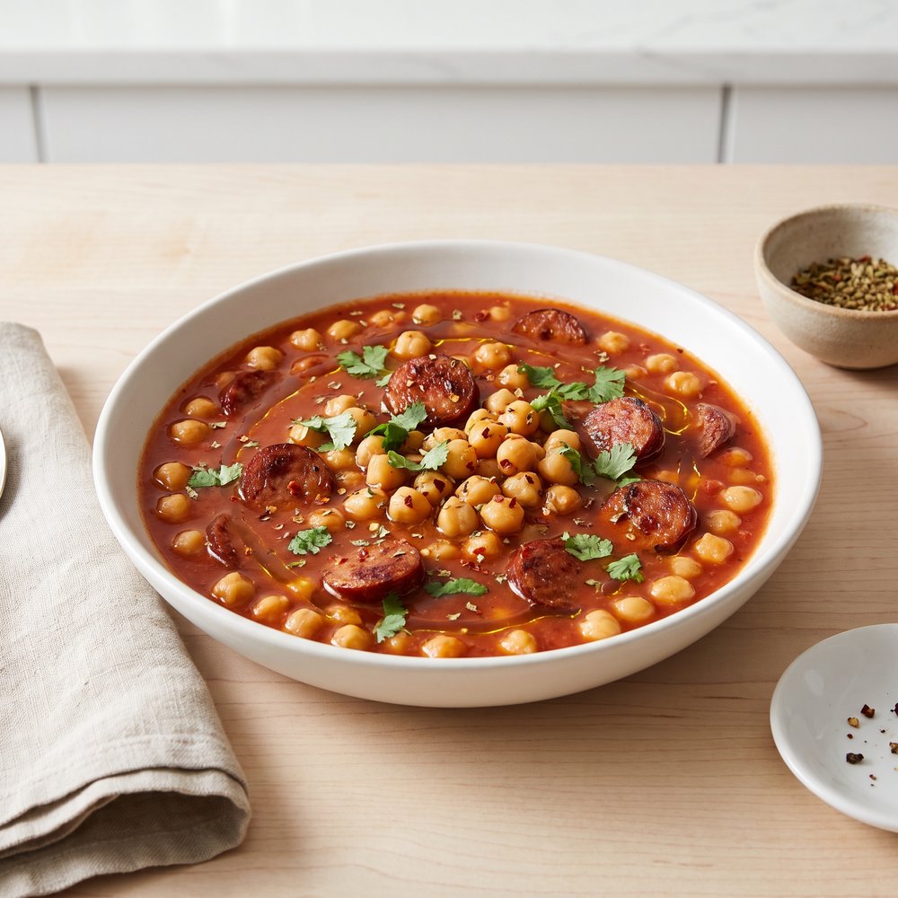 Cuban-Style Chickpeas with Smoked Sausage
