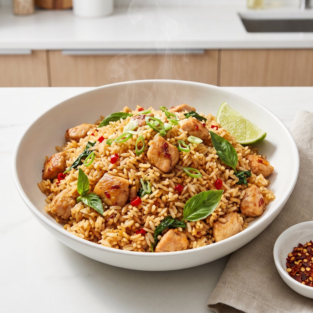 Spicy Thai Basil Chicken Fried Rice