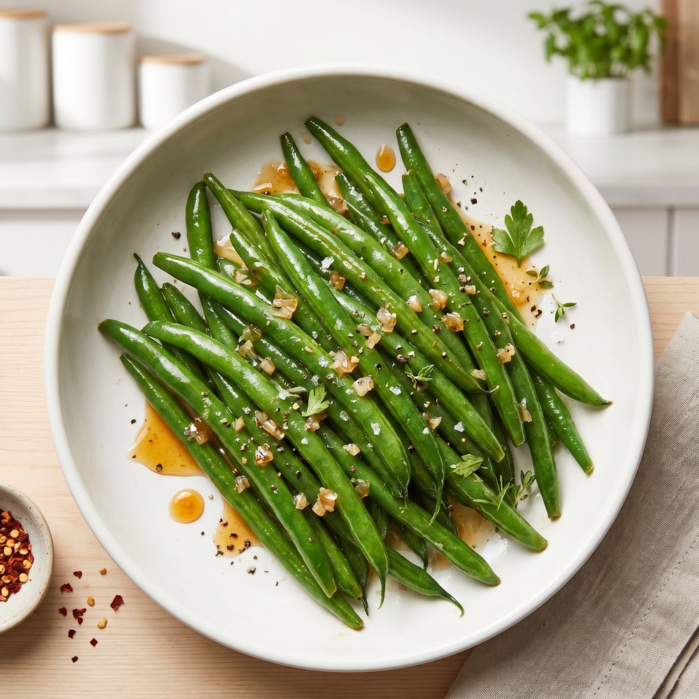 Green Beans with Hot Honey and Shallots