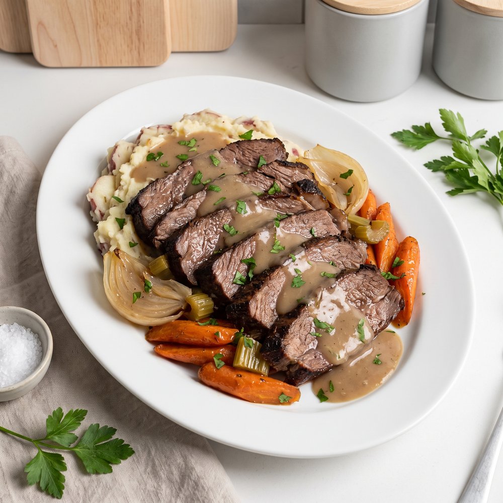 Crockpot Chuck Roast with Rich Pan Gravy