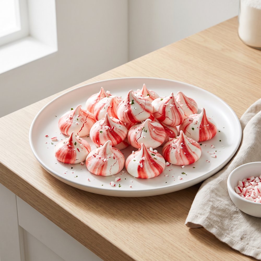 Candy Cane Peppermint Meringues
