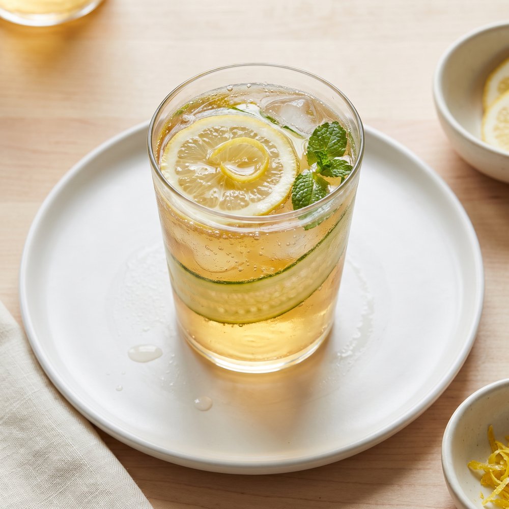Sparkling Cucumber Black Tea Refresher