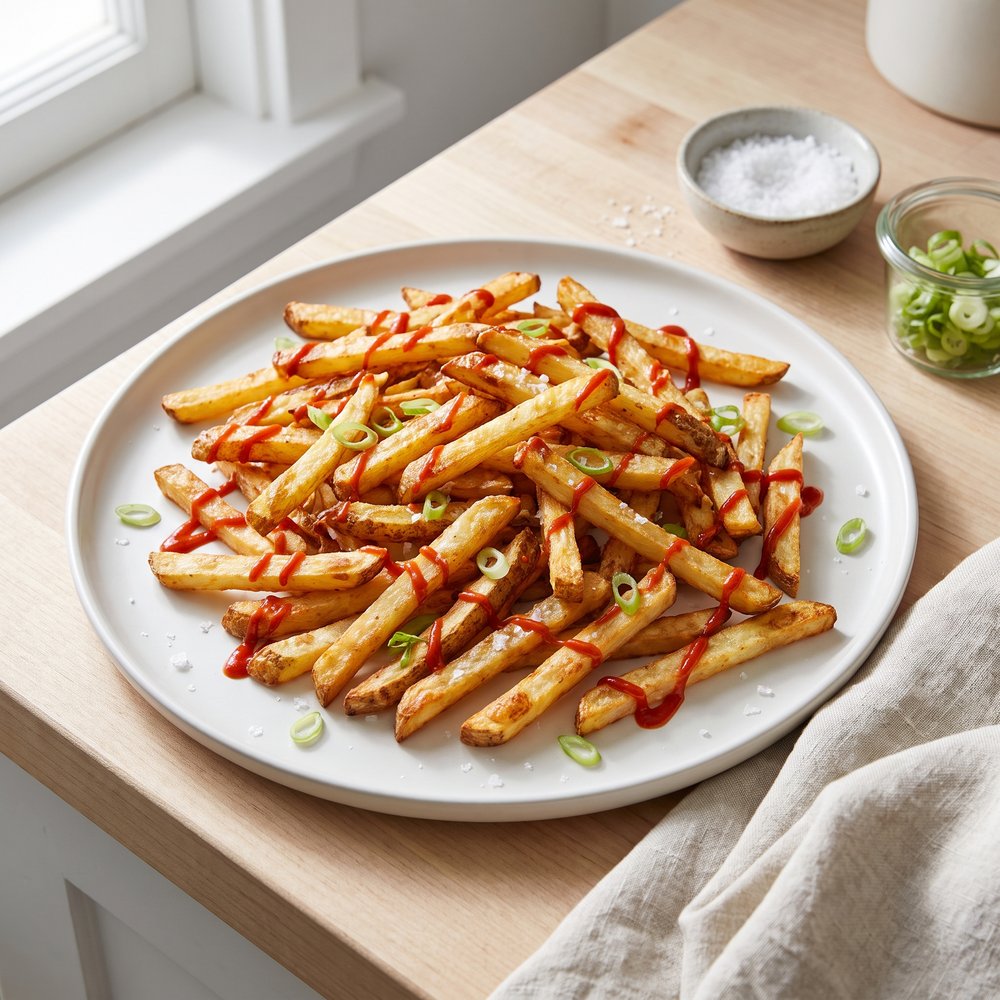 Crispy Air-Fried Sriracha Potato Fries