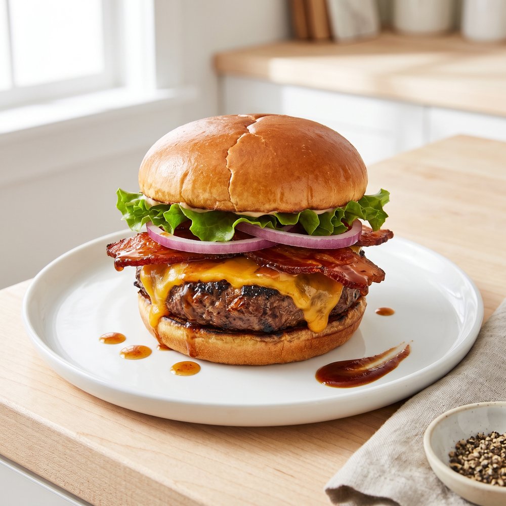 Bourbon-Glazed Bacon Cheeseburgers