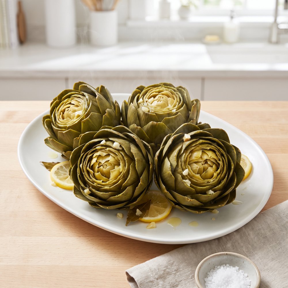 Pressure-Cooked Steamed Artichokes