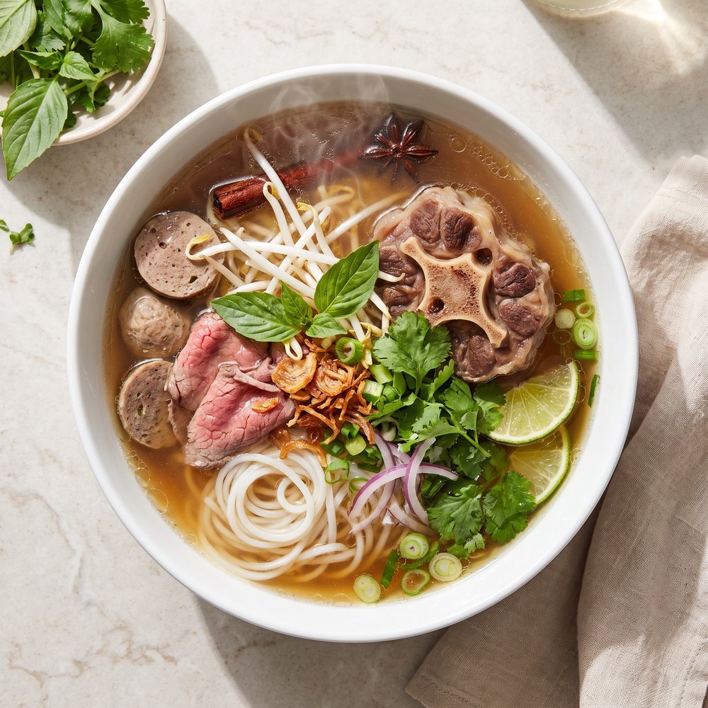 Traditional Oxtail Pho Noodle Soup