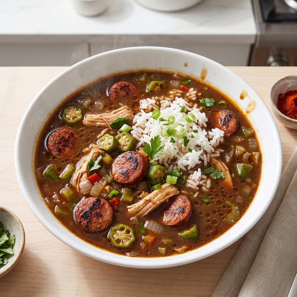 Pressure Cooker Chicken & Andouille Gumbo
