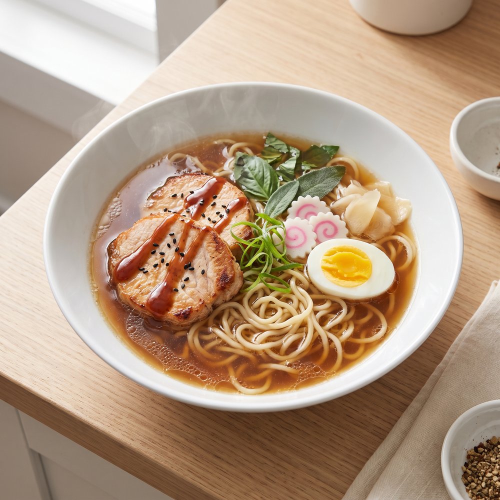 Shoyu-Miso Ramen with Crispy Pork Cutlet