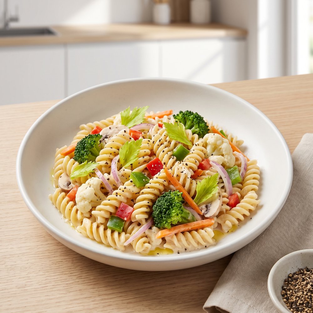 Creamy Veggie Fusilli Salad