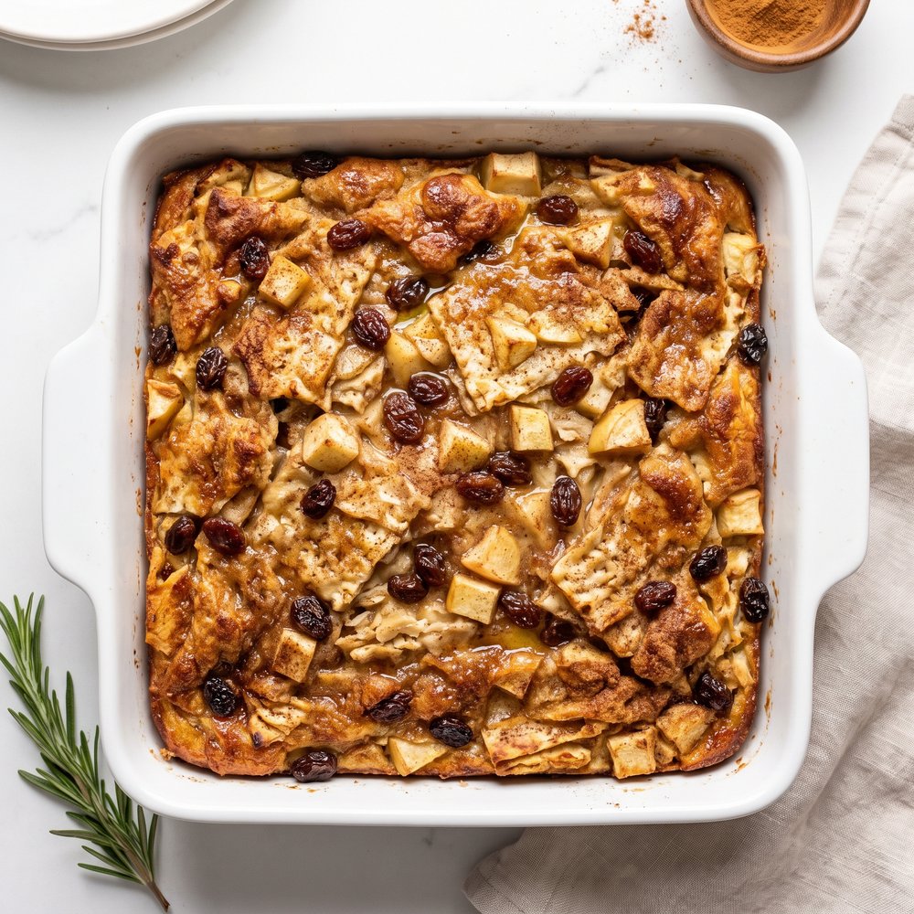 Apple and Raisin Matzo Kugel