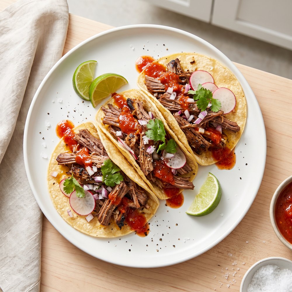 Shredded Beef Tacos with Lime
