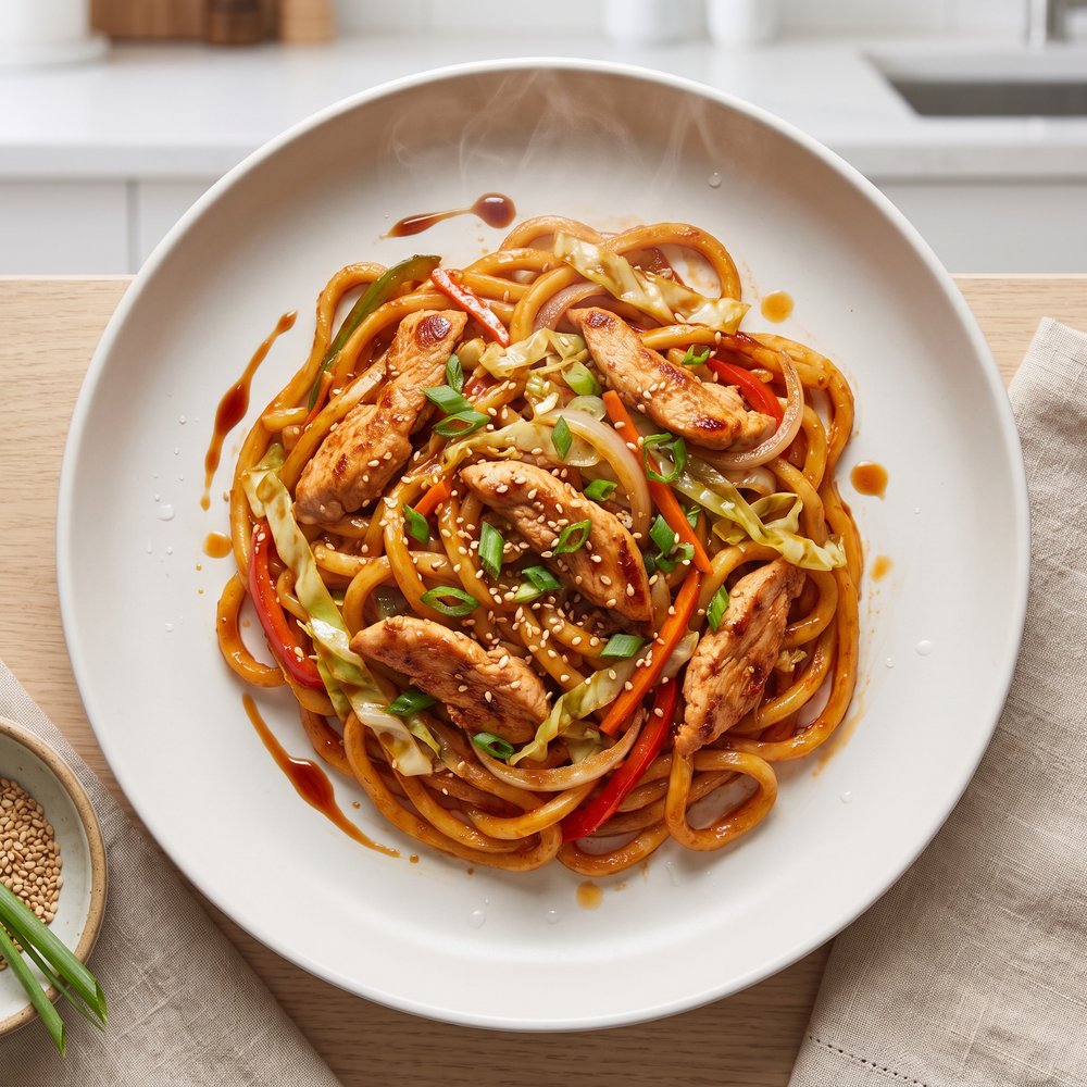 Stir-Fried Chicken Udon Noodles