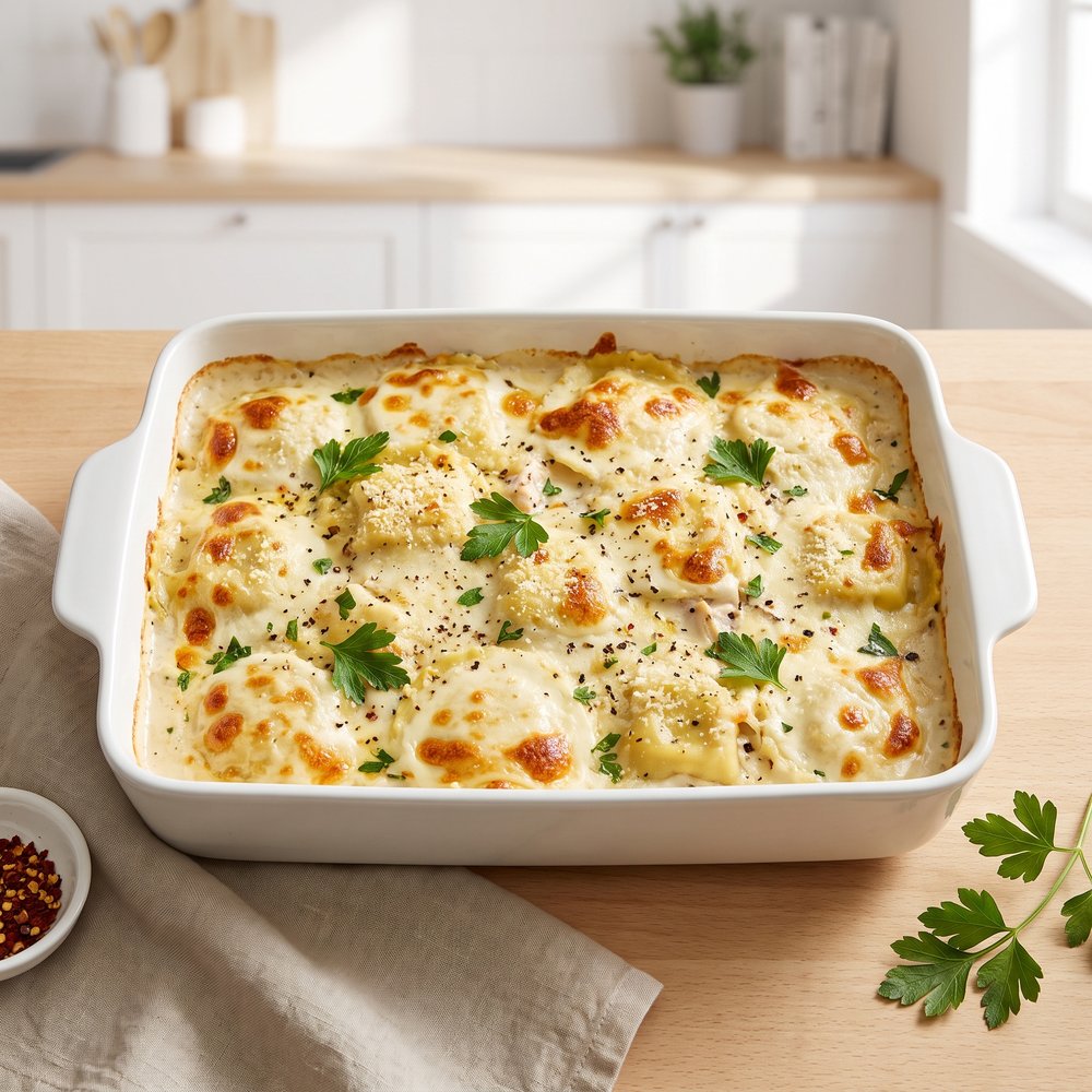 K-Dub's Alfredo Ravioli Bake